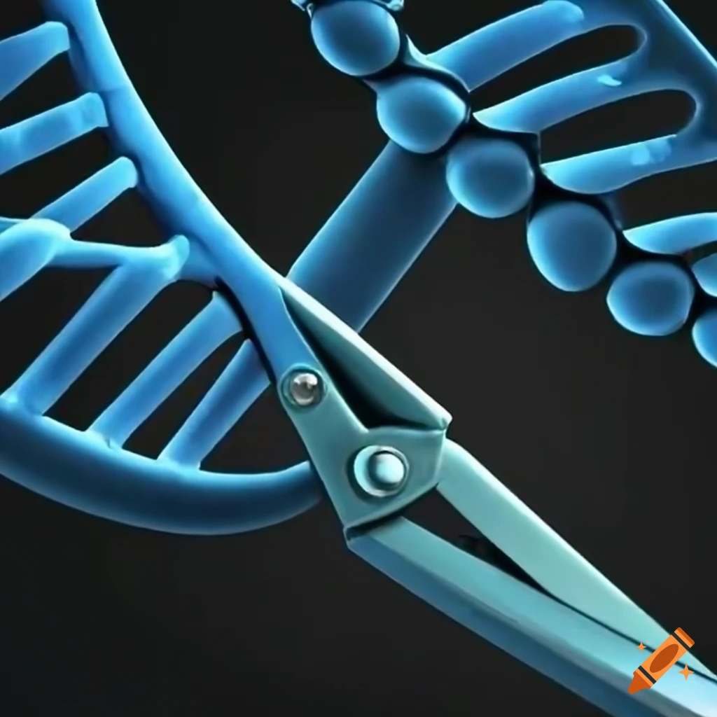 Dna being cut by a pair of scissors