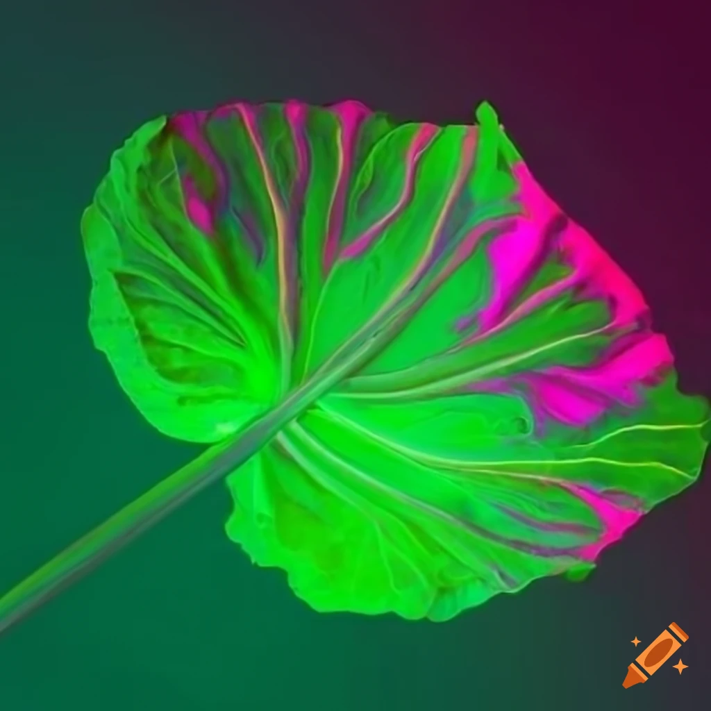 abstract neon green and neon pink cabbage leaves
