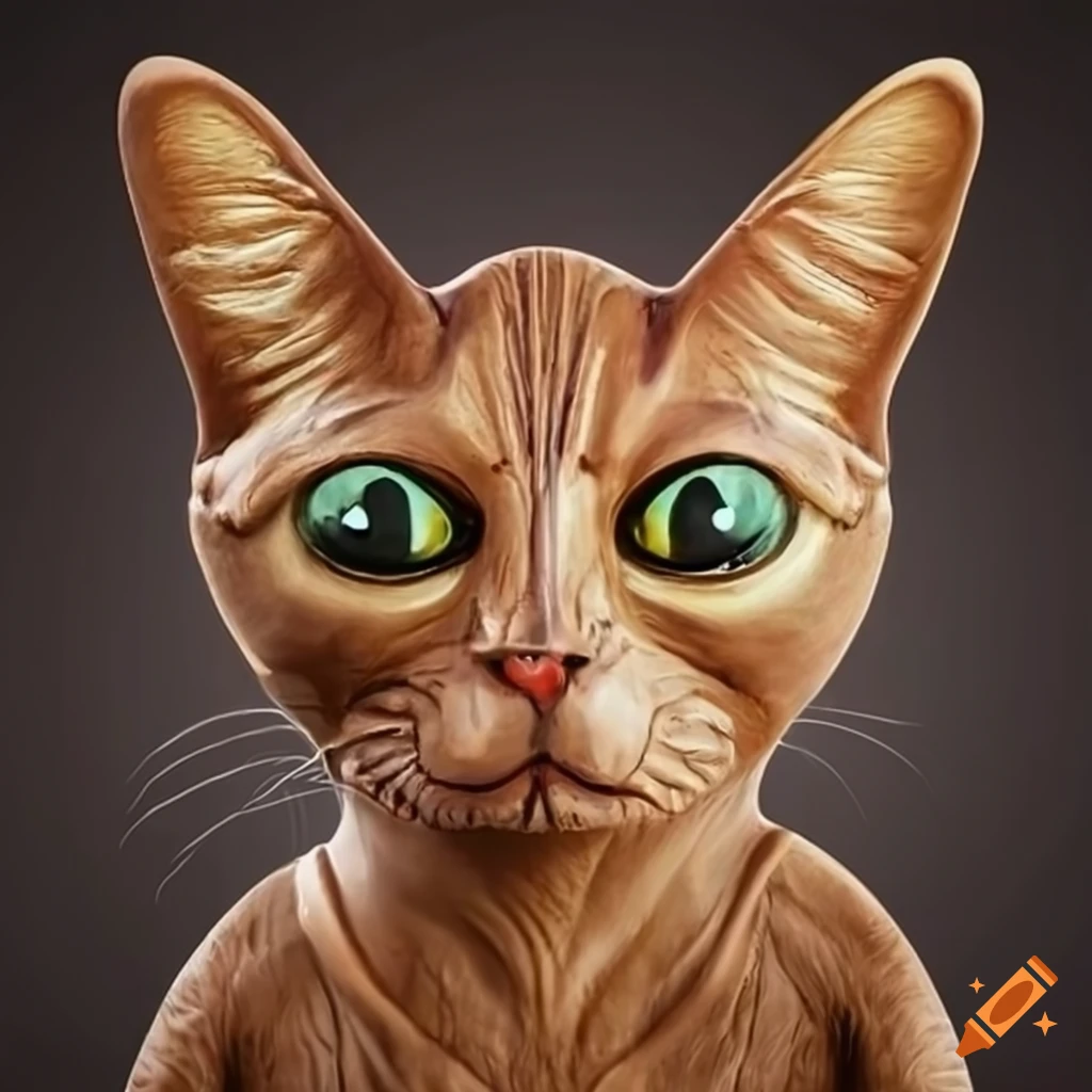 cat with unique walnut-shaped head