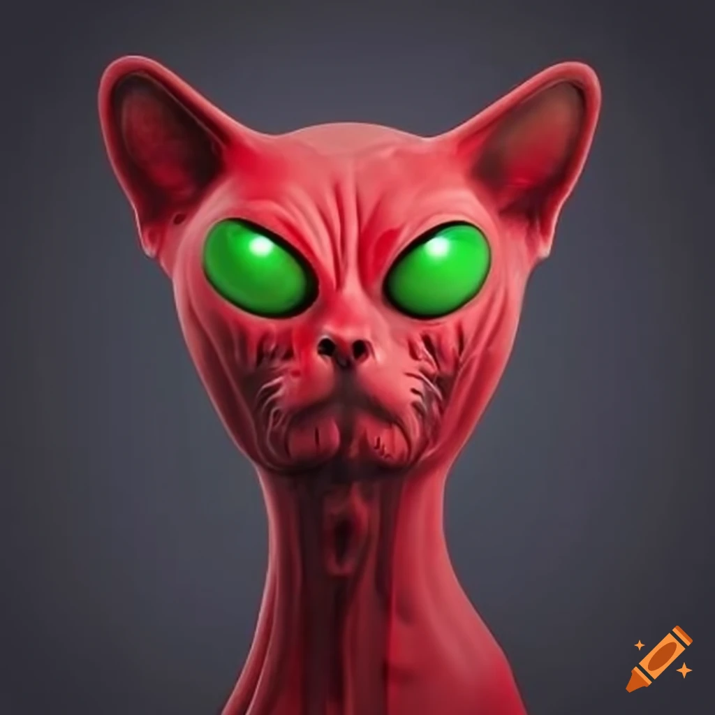 Red Alien Cat With Dog shaped Head red-alien-cat-with-dog-shaped-head