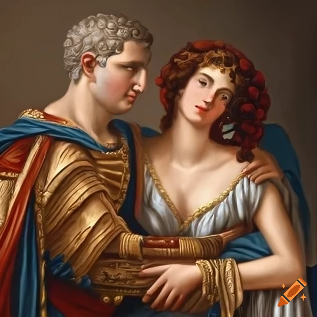Painting of Roman Emperor Titus and Princess Berenice in embrace on Craiyon