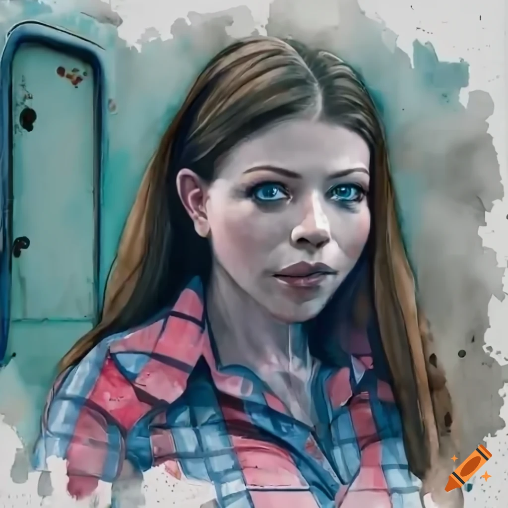 photorealistic-image-of-a-woman-in-red-plaid-shirt-and-leather-trousers