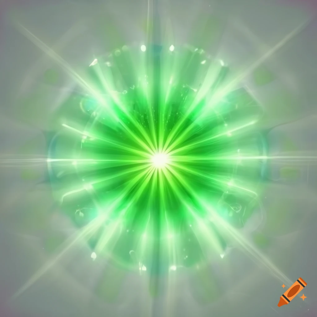 Abstract green light rays on white background on Craiyon
