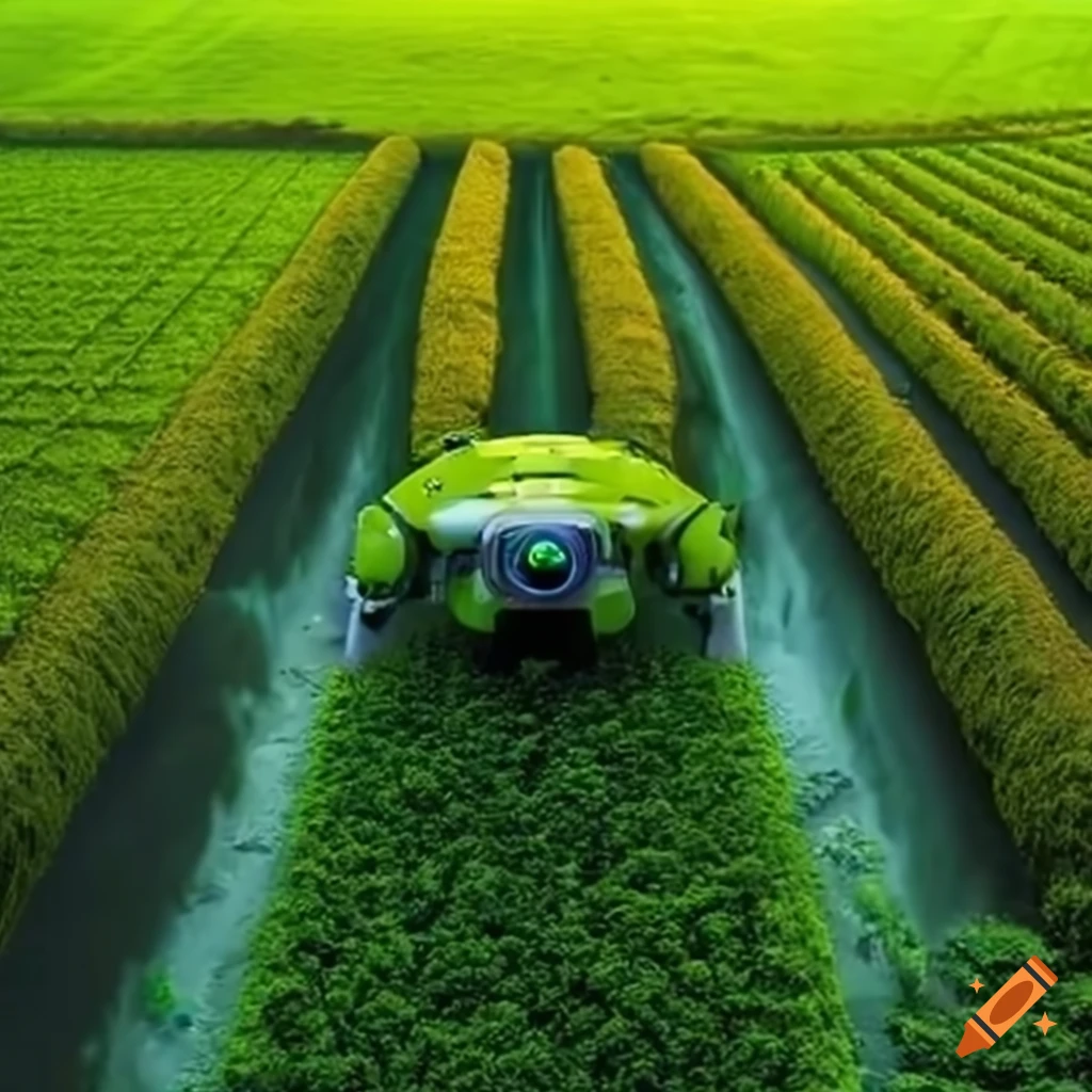 Image of automated farming in lush fields on Craiyon
