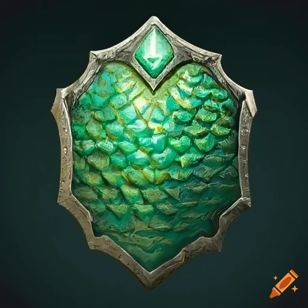 Mythic shield with green dragon scales