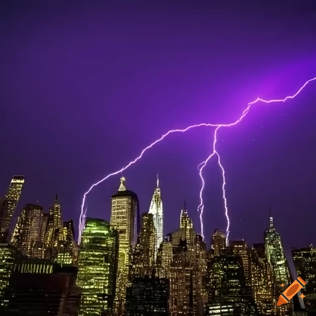 New york city skyline during an electric storm on Craiyon
