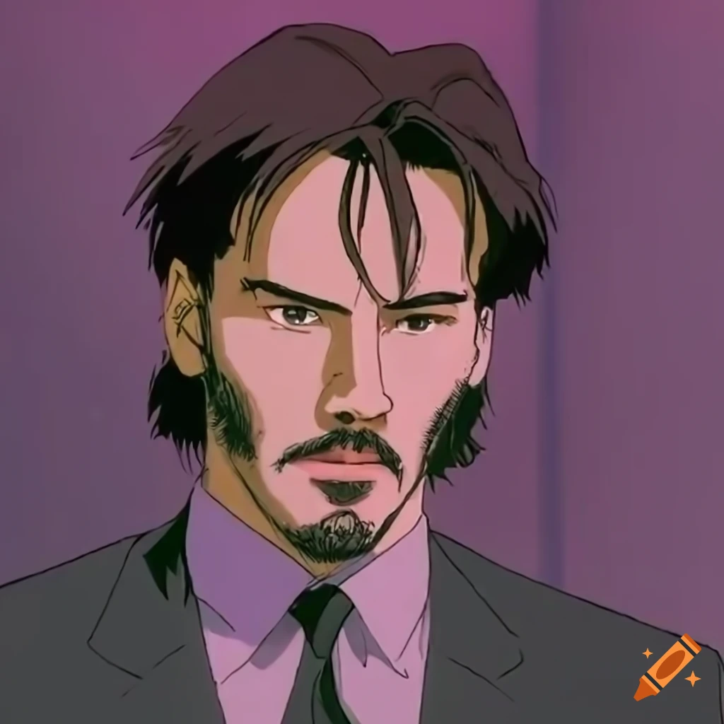 Screenshot of young keanu reeves as neo in an anime