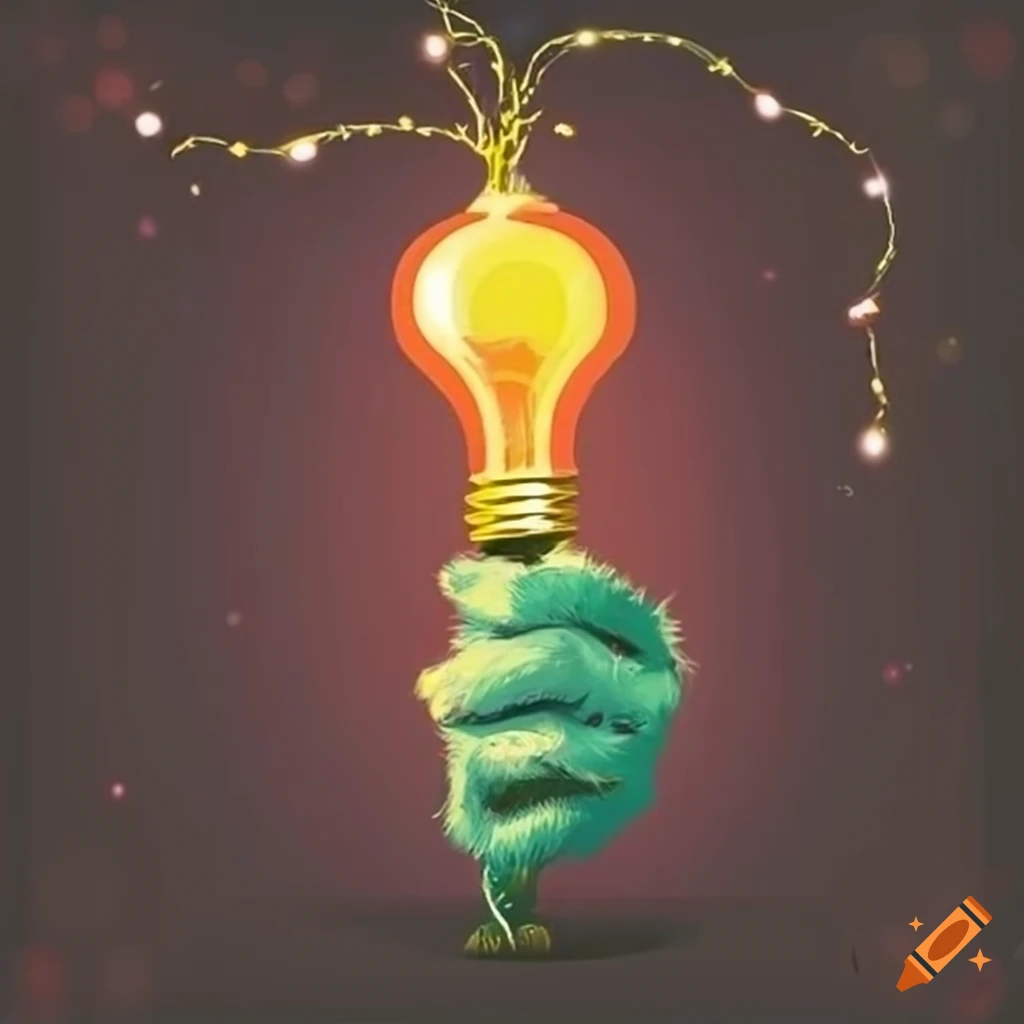 Modern Christmas card with the Grinch's hand holding a light bulb on ...