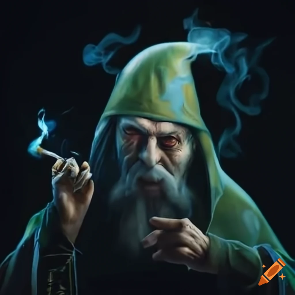 Wizards smoking weed artwork