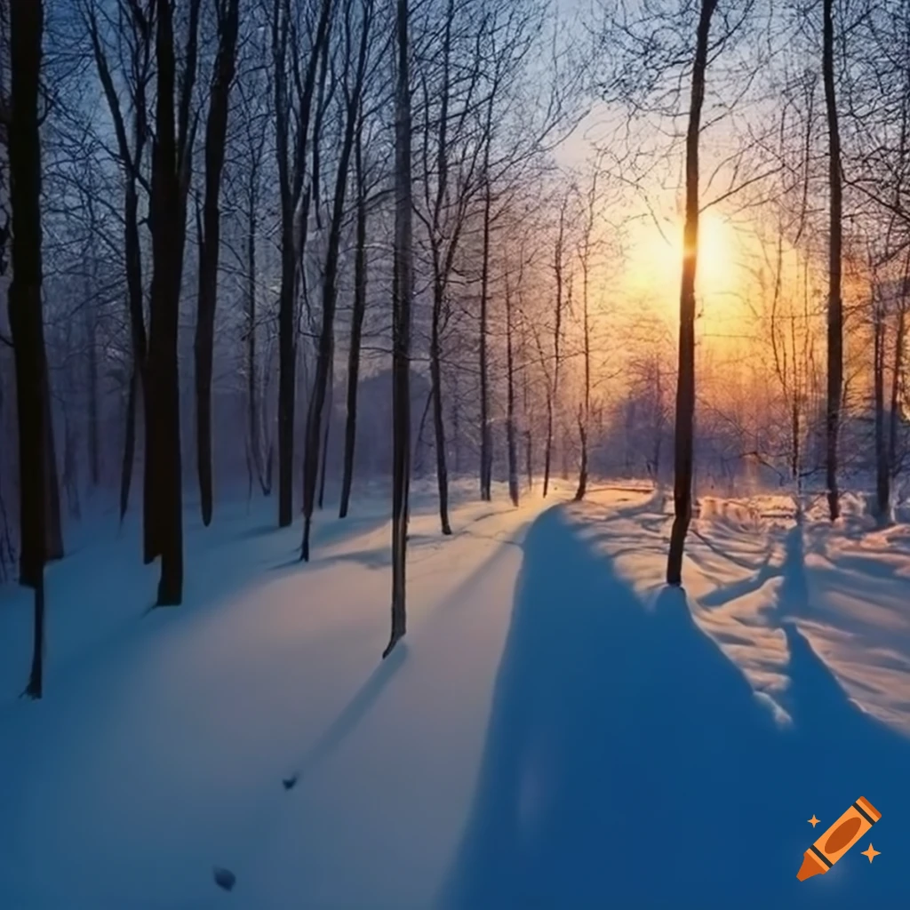 image of a snowy evening in the woods