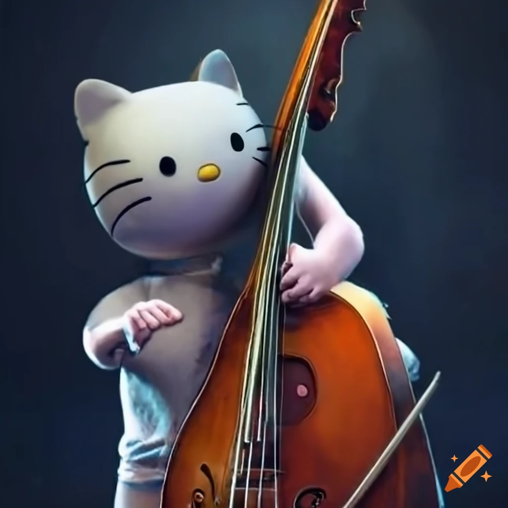 Man playing upright bass in a jazz club on Craiyon