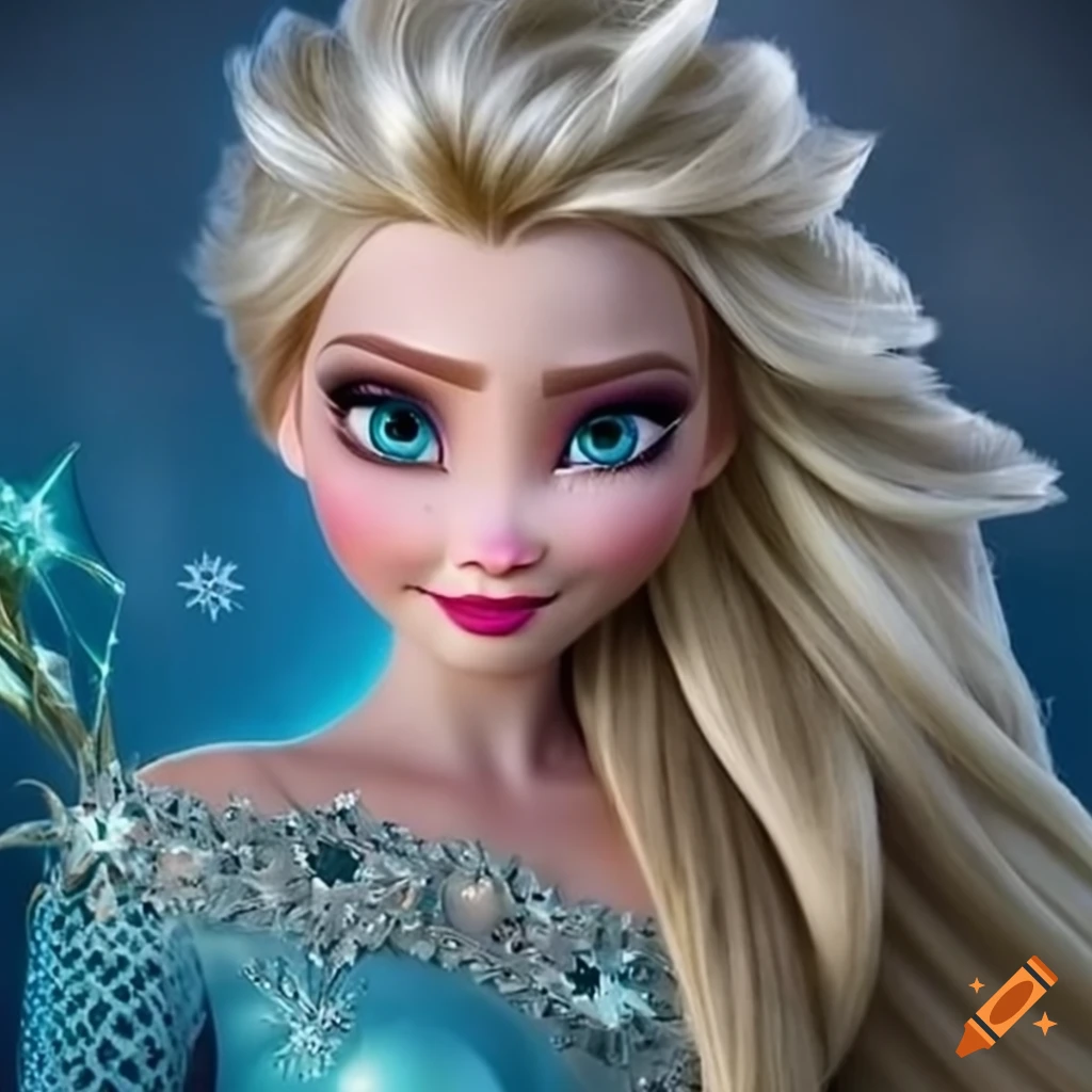photorealistic Elsa as goddess Venus