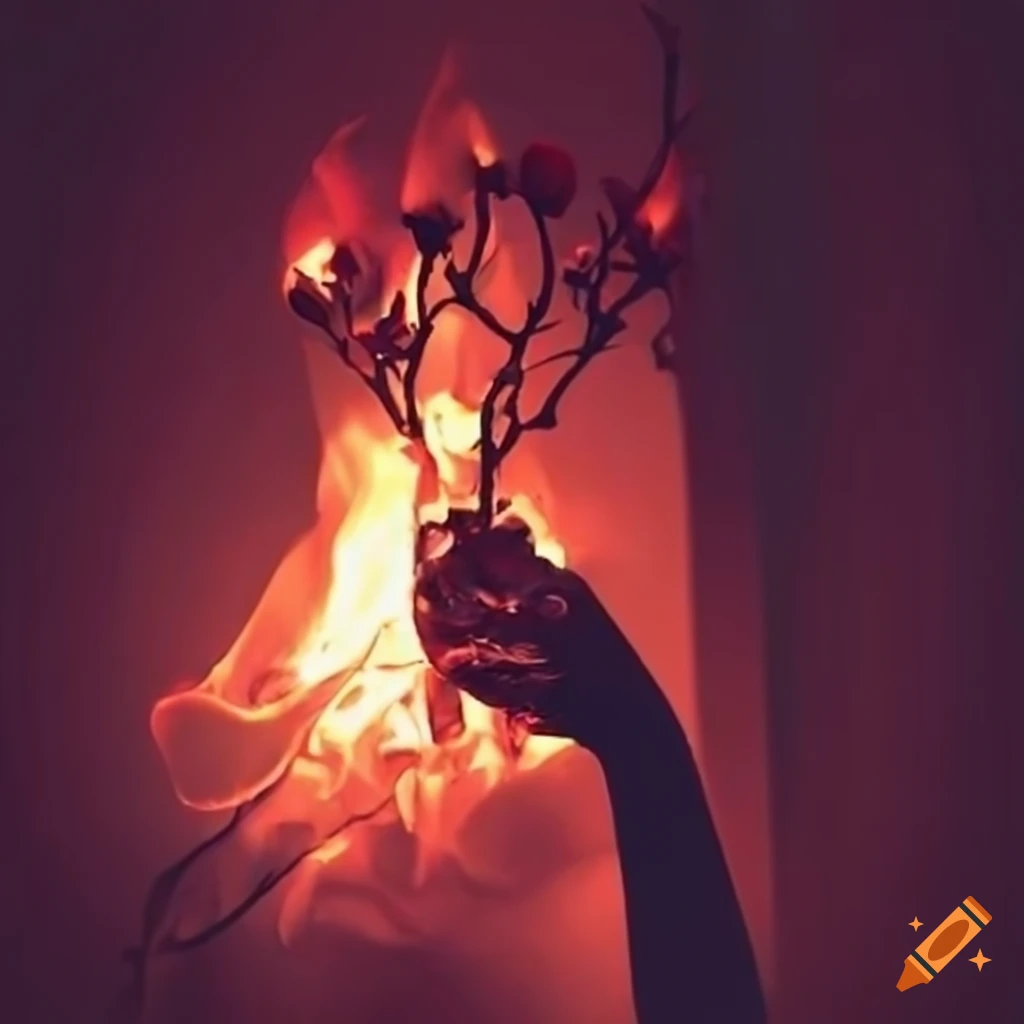 Gardening burning rose branches on Craiyon