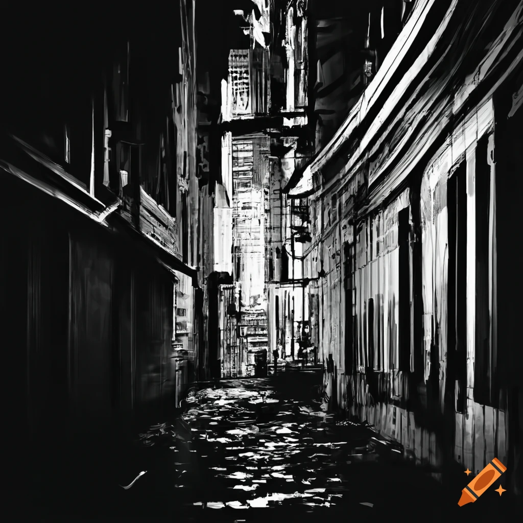 Black and white urban techno music scene on Craiyon