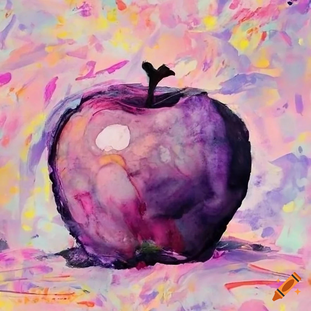 Apple with orchid flower in ink painting style on Craiyon