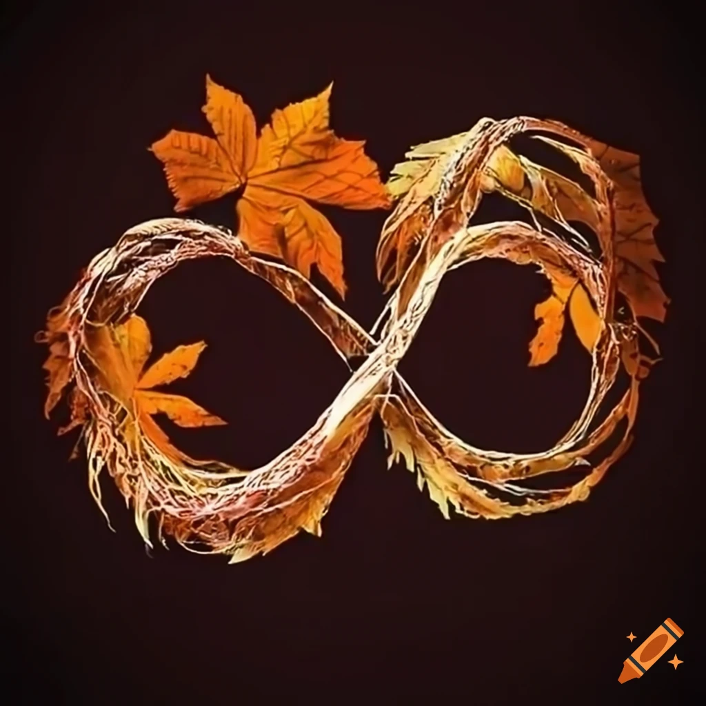 Infinity symbol made with autumn leaves