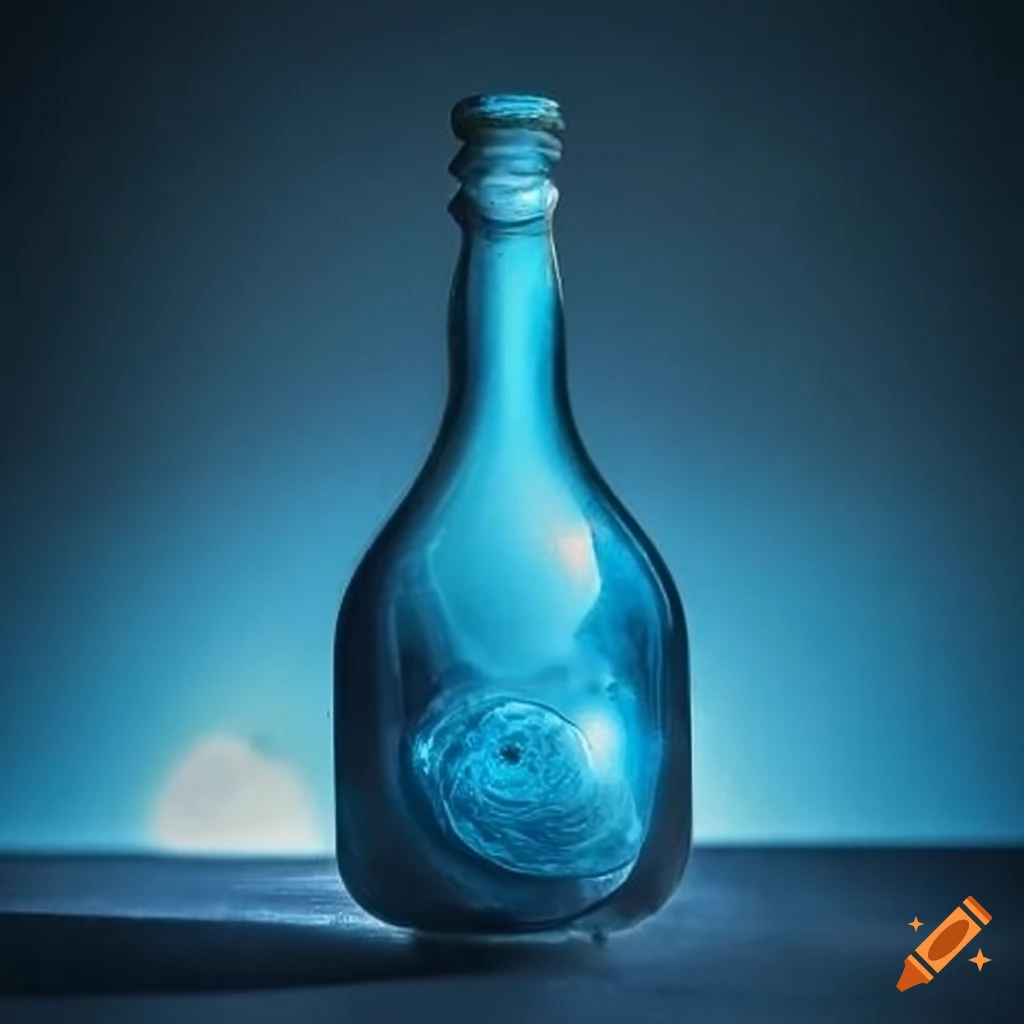 Ethereal blue moonlit antique bottle