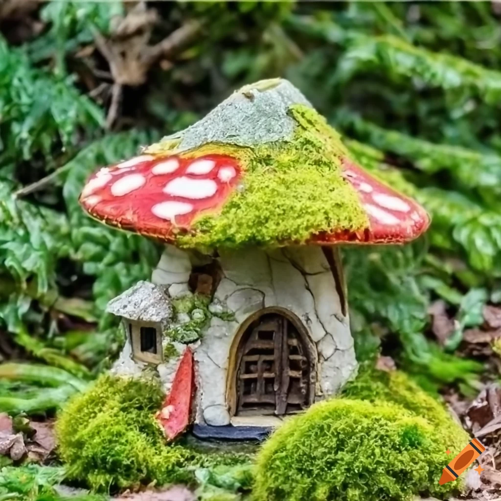 Photo realistic of a hamster in a moss fairy house on Craiyon