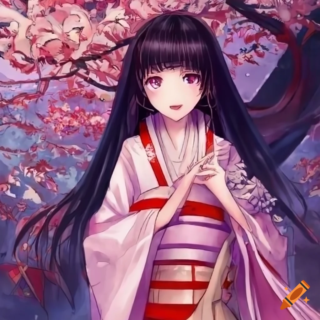 Anime depiction of a japanese shrine maiden