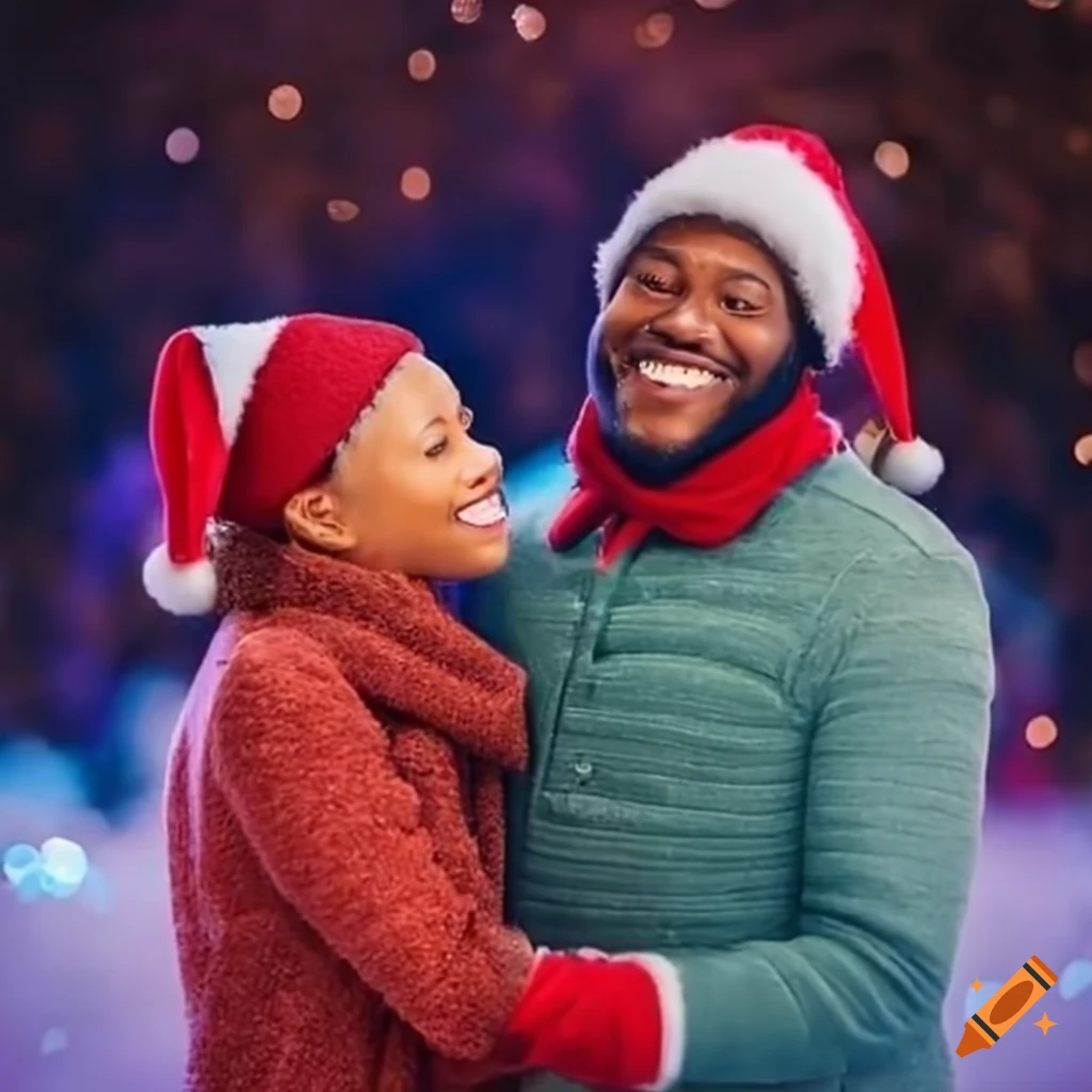 couple enjoying Christmas village