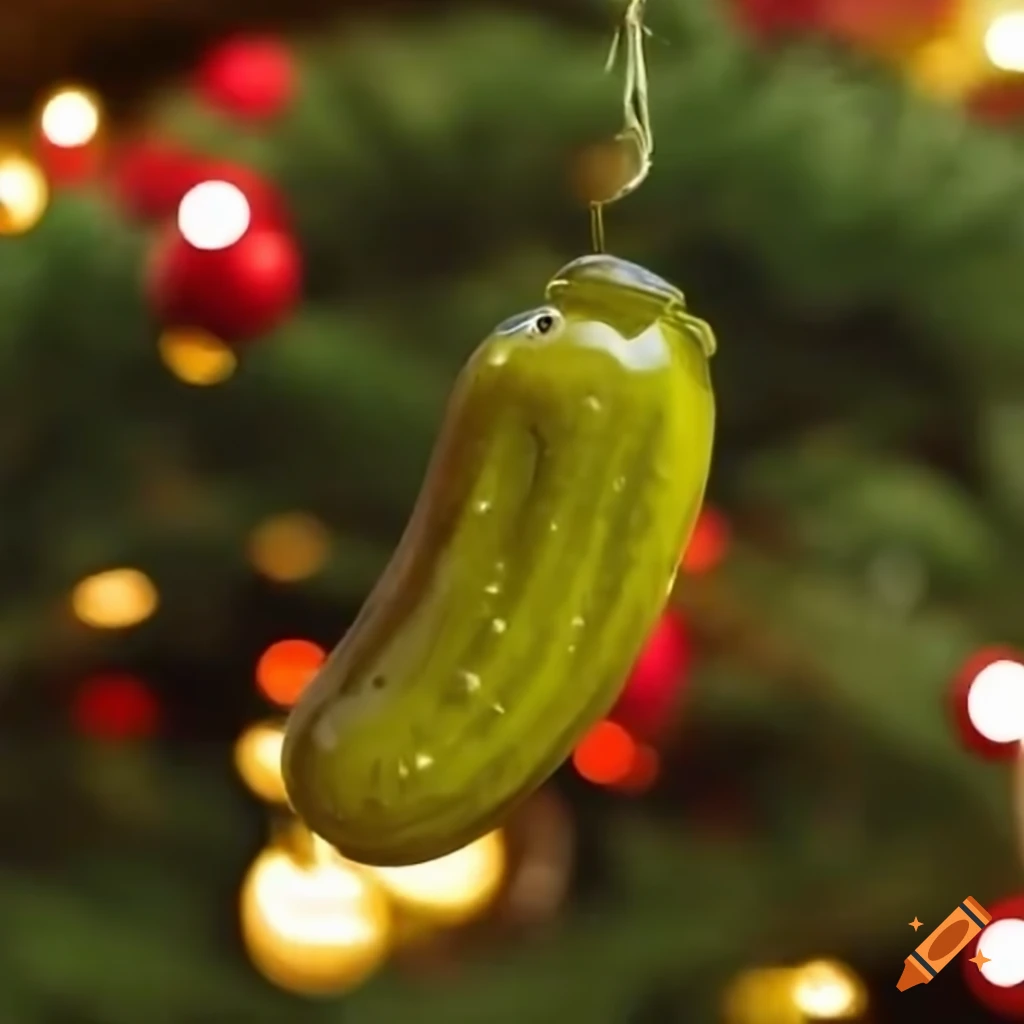Pickle hanging in a christmas tree