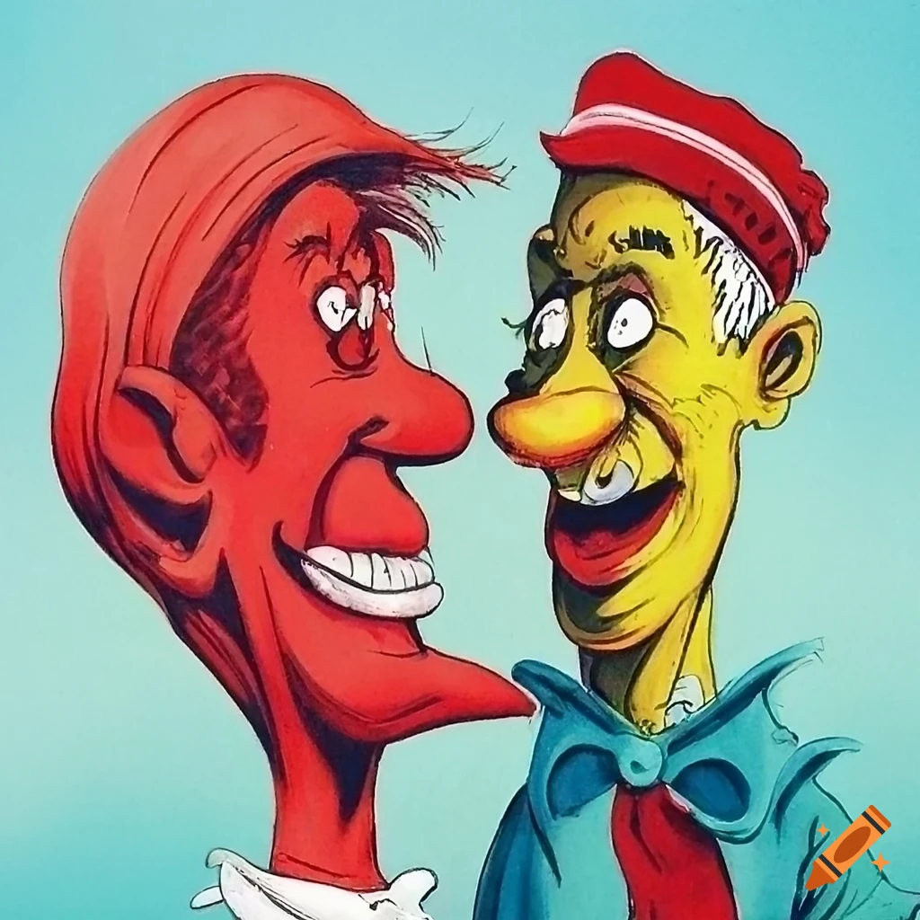 colorful humorous book illustration of face-to-face communication