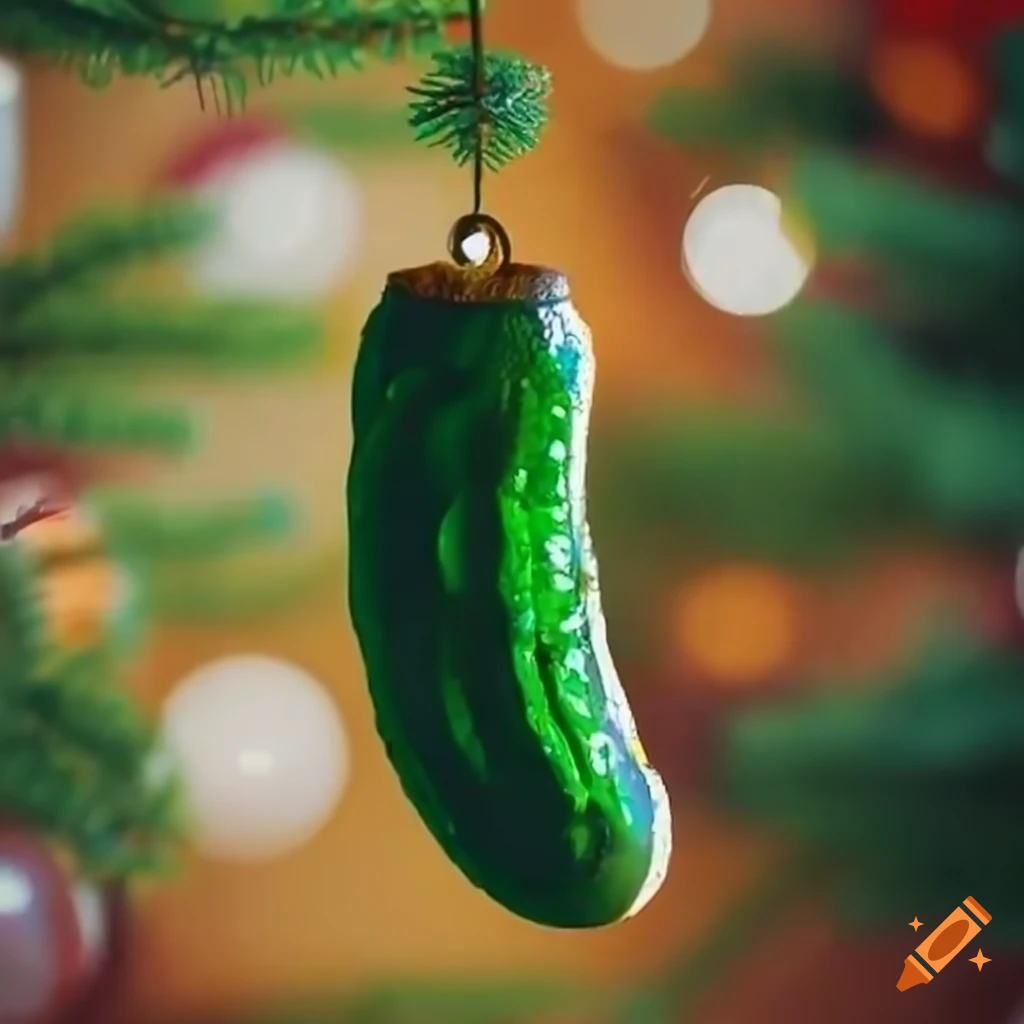 Pickle hanging in a christmas tree