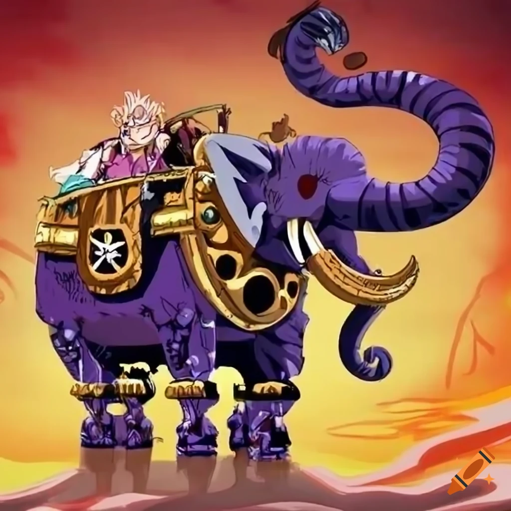 mechanical elephant in the style of One Piece