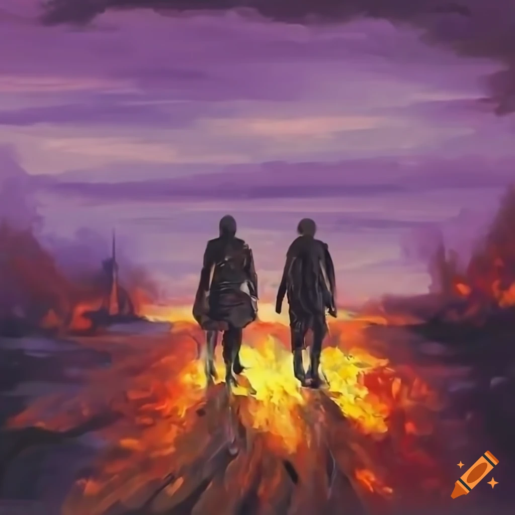 close up of two people in a battlefield