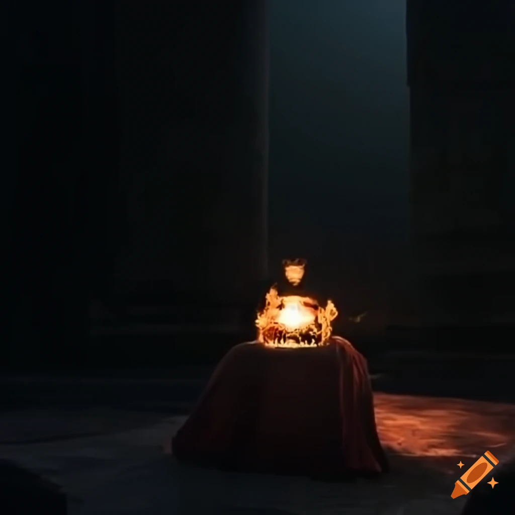 scene of an ancient temple with candlelights