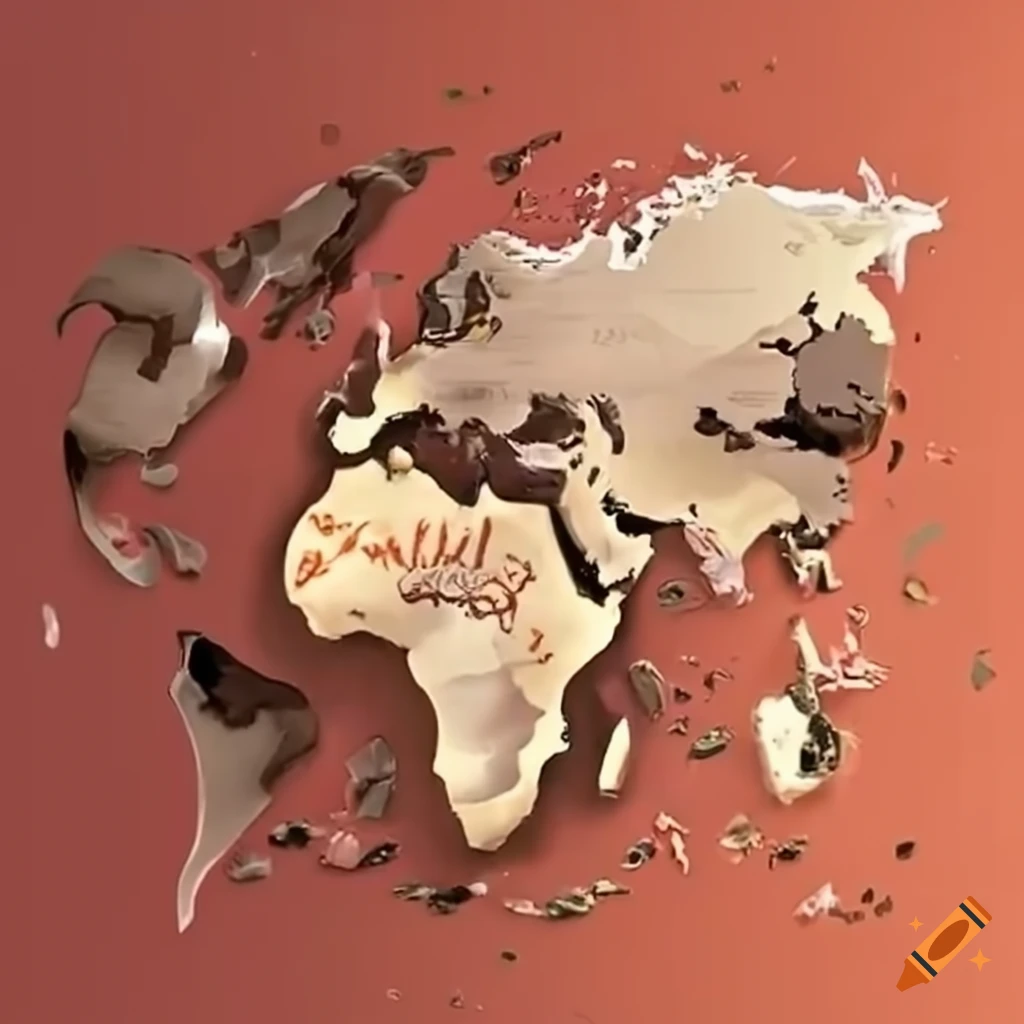 map of the world made of chocolate treats