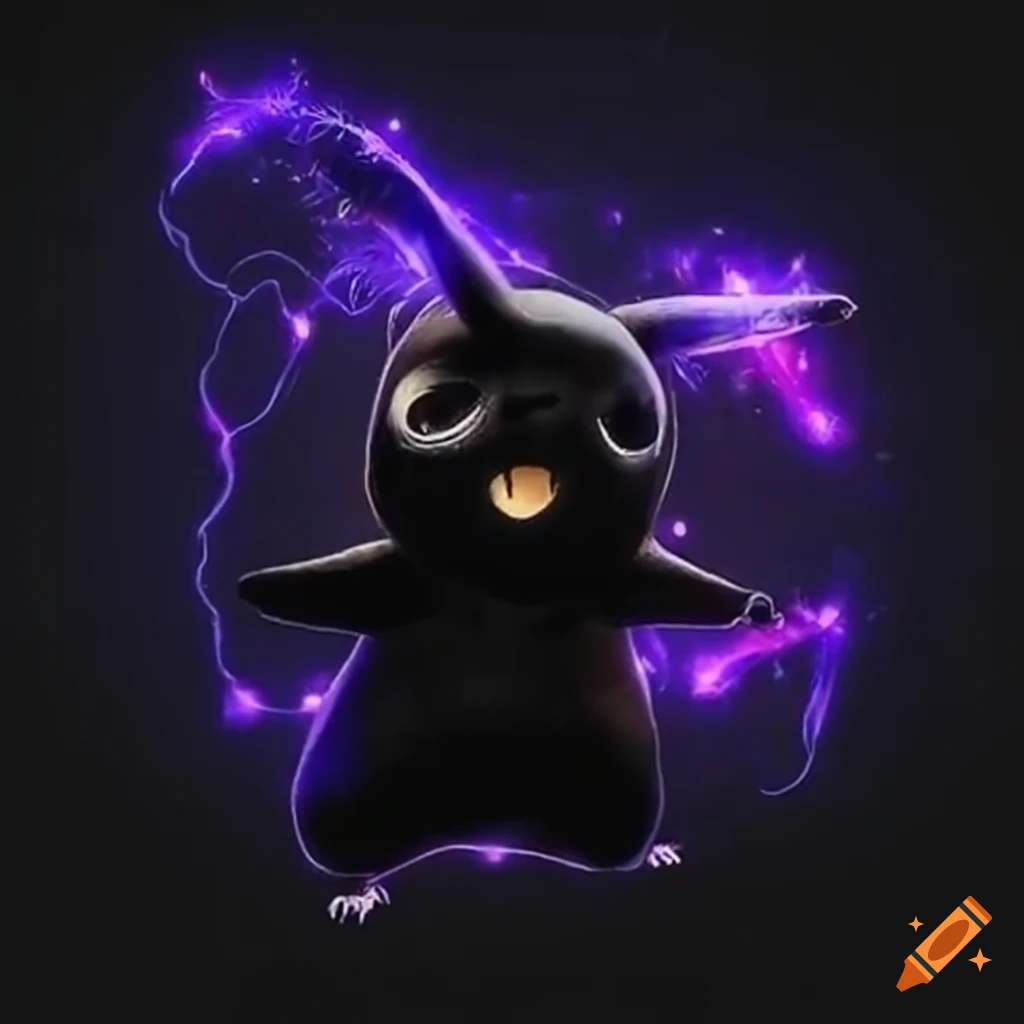 unique black pikachu with electric sparks