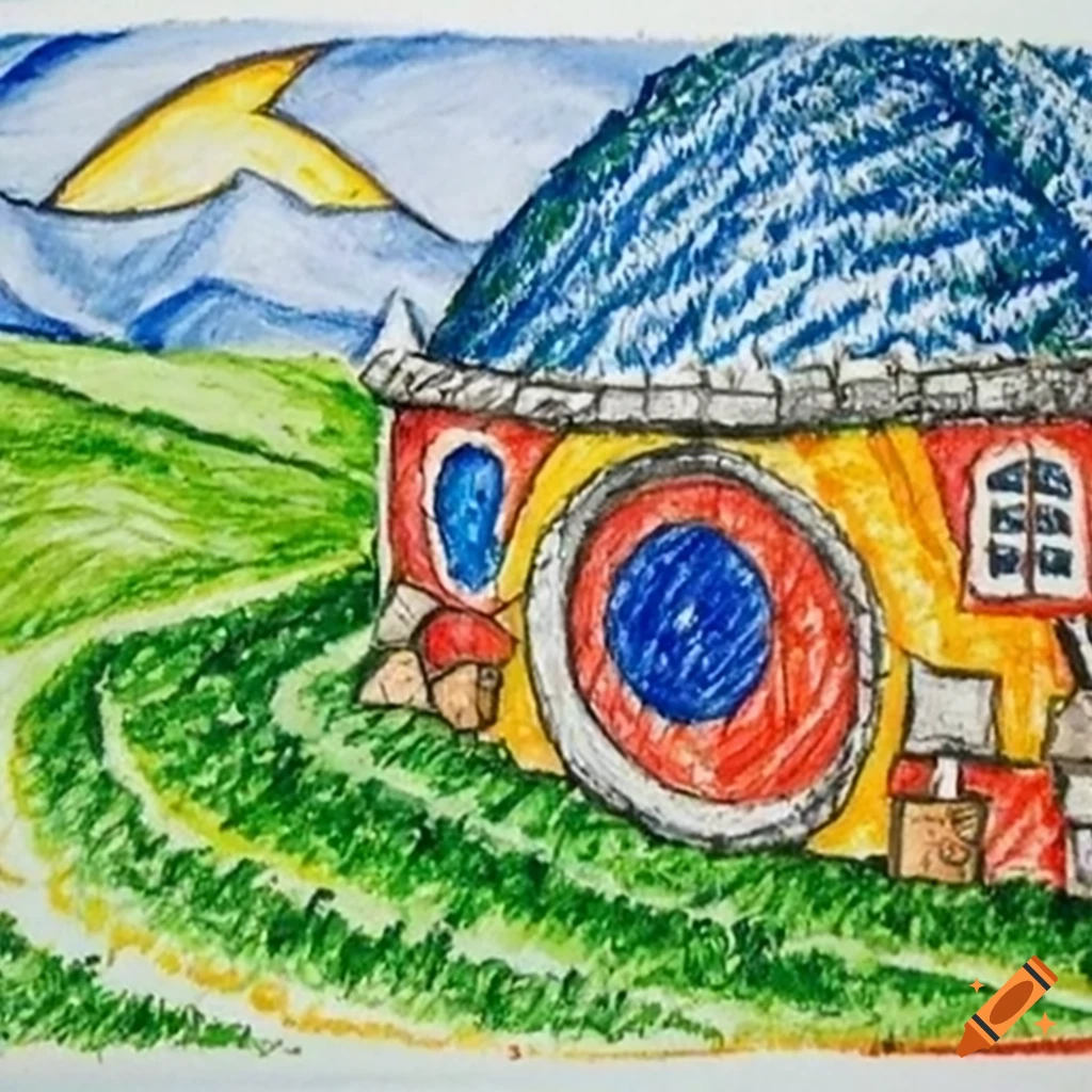 Probable Colorful Scribble Scenery Crayon art Drawing Original 5.5x8.5 On  paper. | eBay
