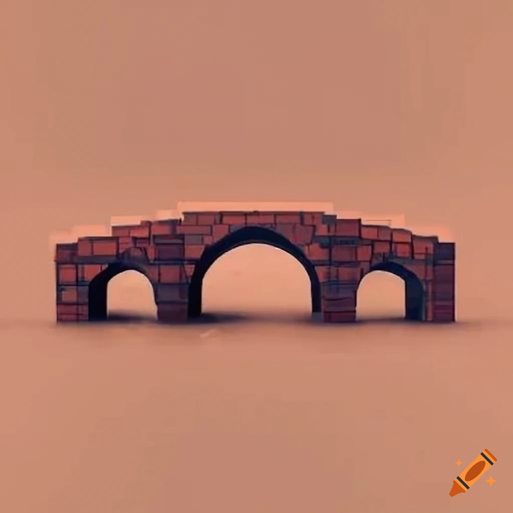 illustration of a vintage city bridge with underground curves