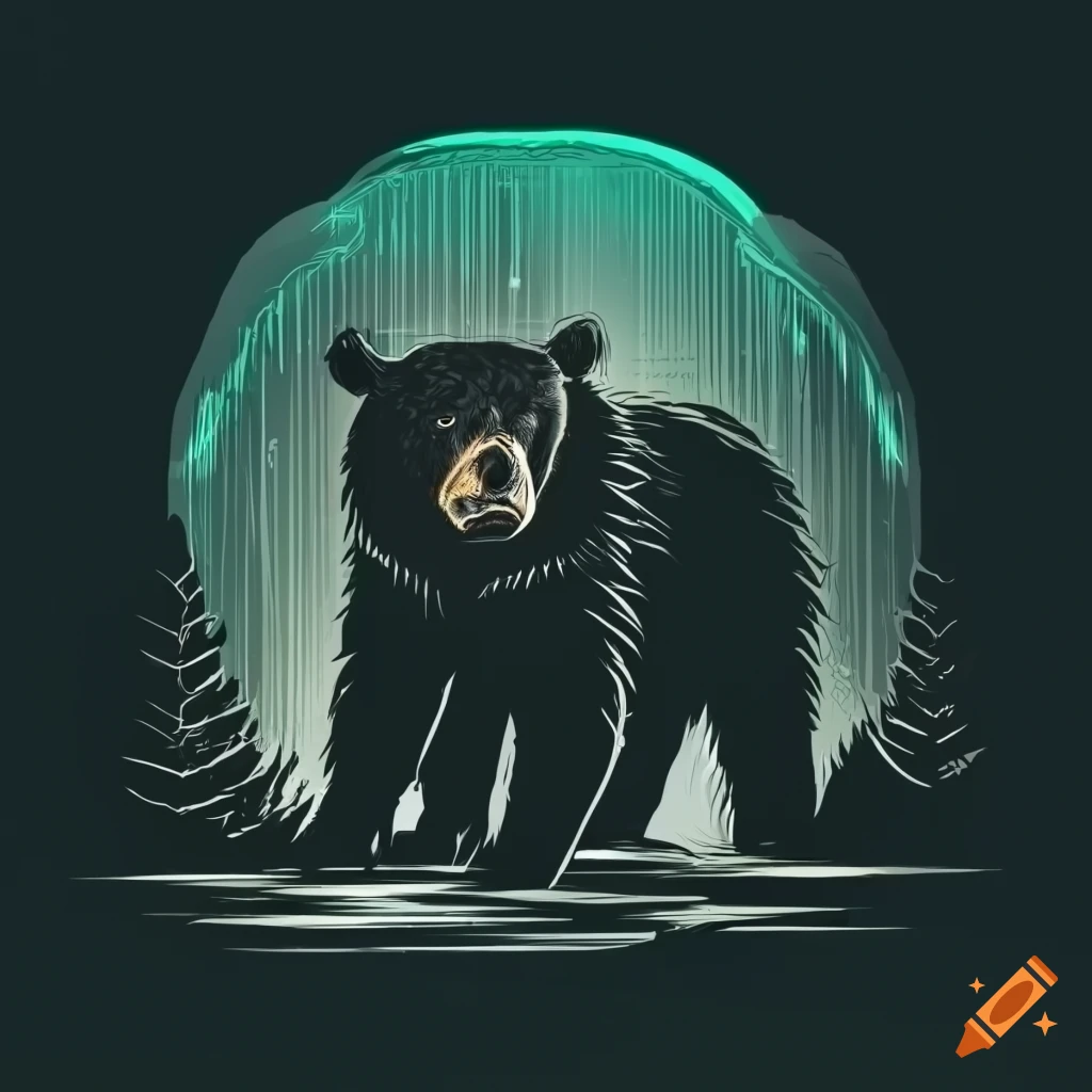 black bear with hammer in sketchy tank art style