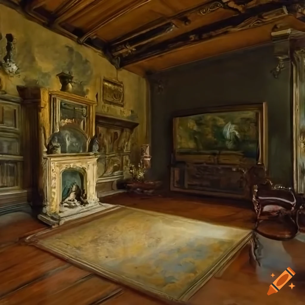 Medieval manor house drawing room interior on Craiyon