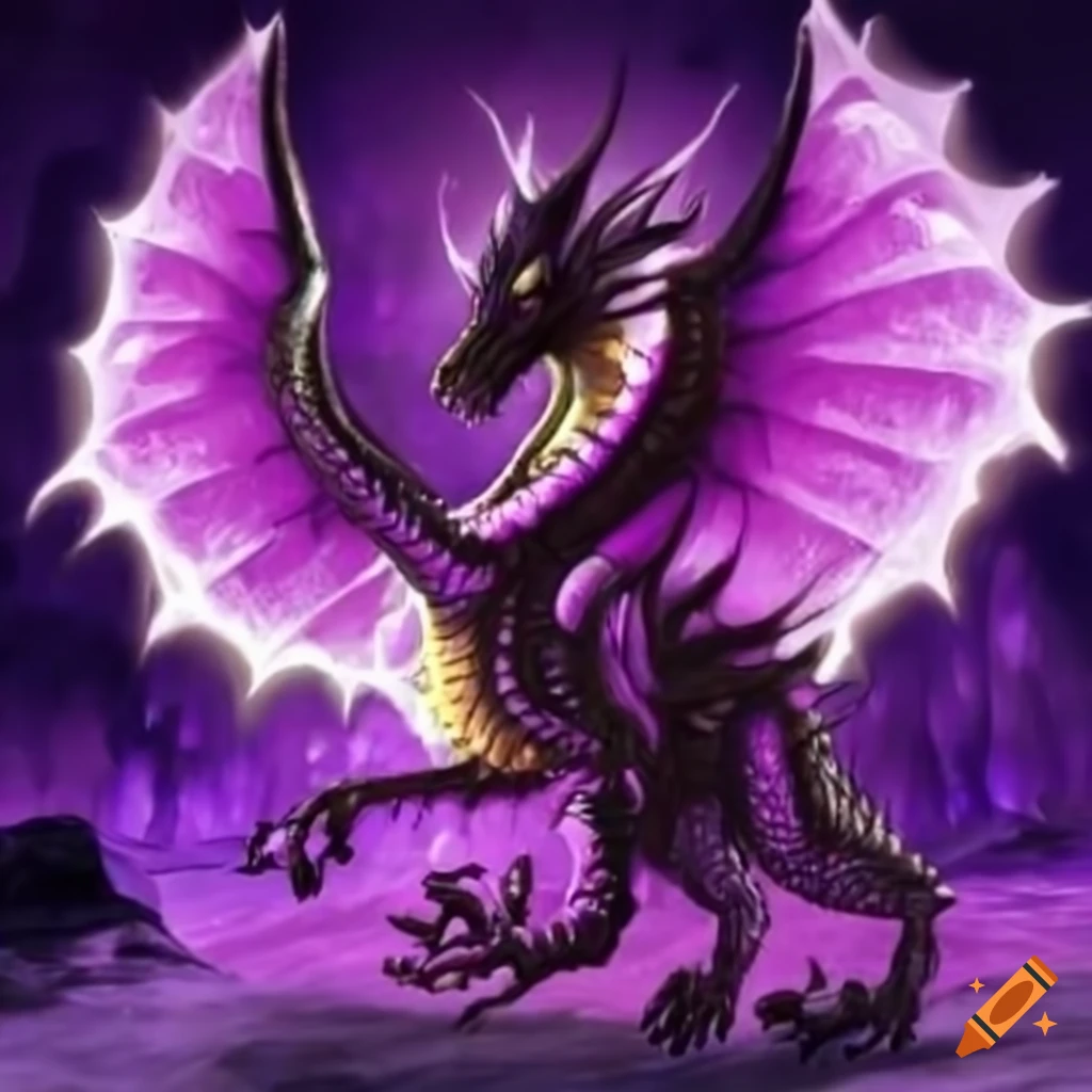 Illustration of kai, the purple dragon on Craiyon