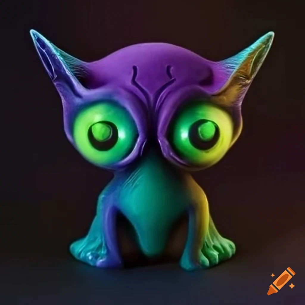 colorful alien cat with ant-shaped head