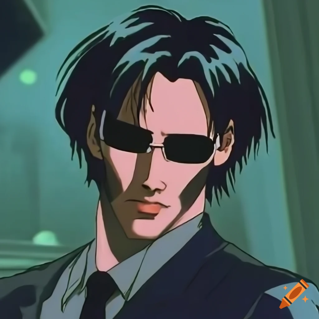 screenshot of Keanu Reeves as Neo in The Matrix anime