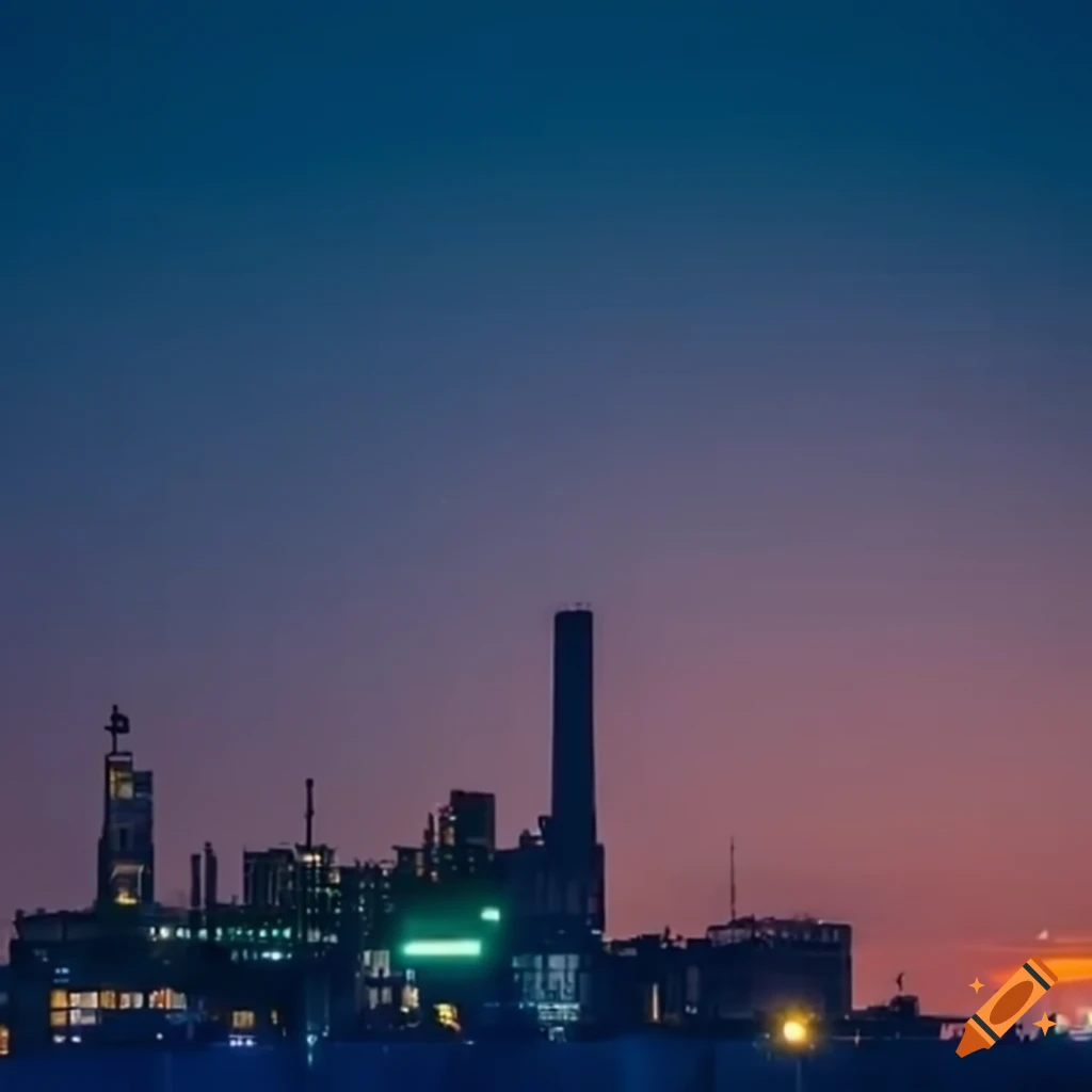 Aerial view of a zero emission factory on Craiyon