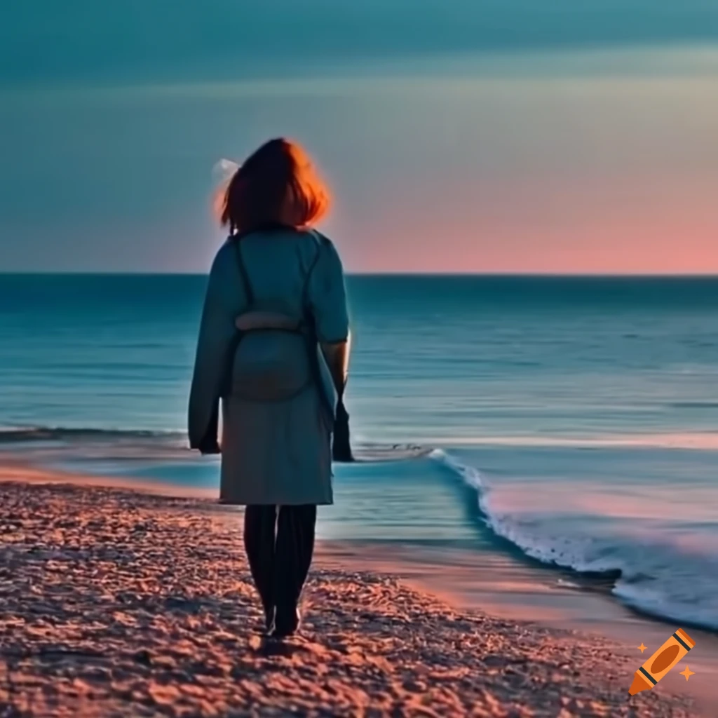 woman walking on the beach