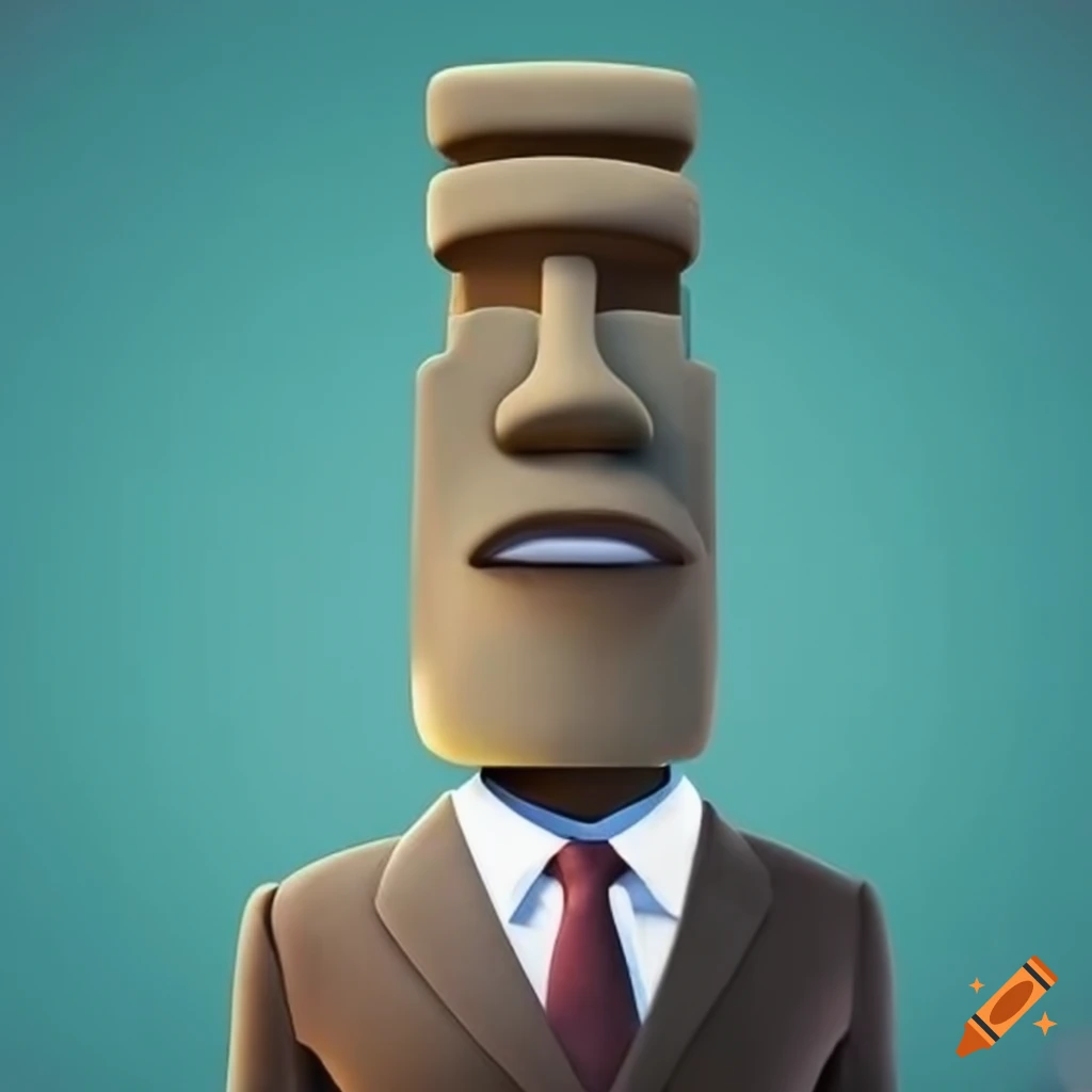 dapper Moai emoji in a fancy mansion