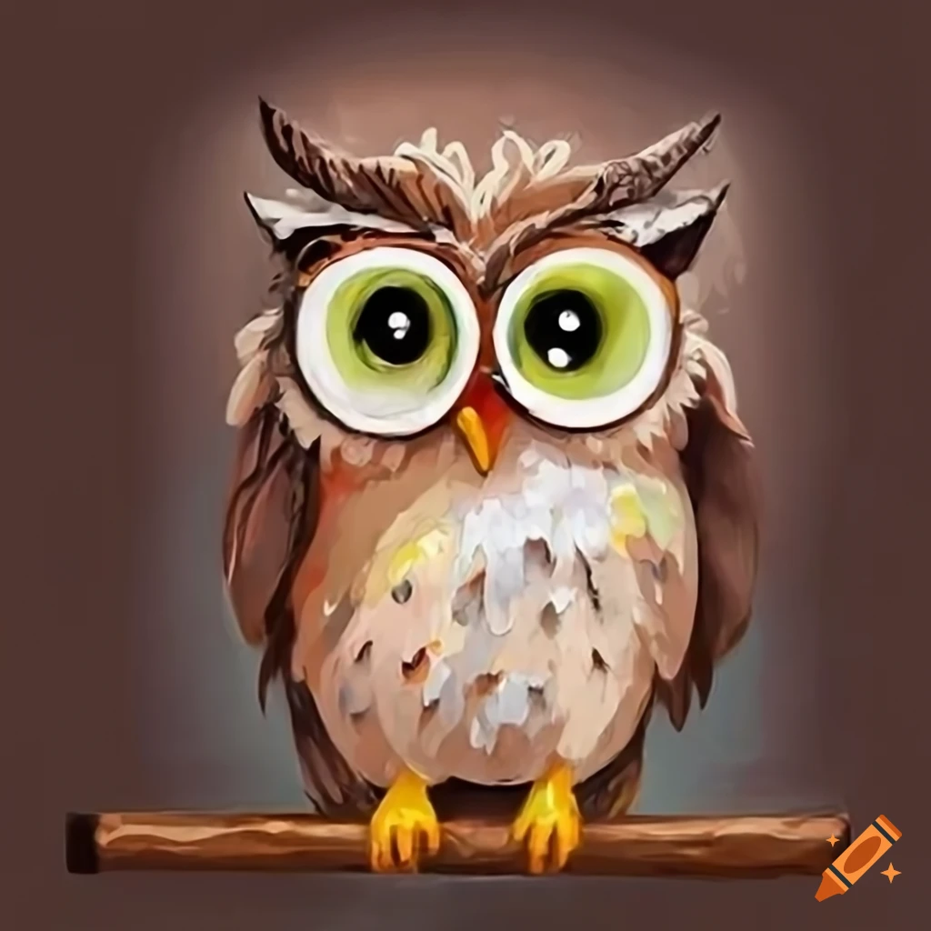 cartoon owl with glasses and vintage attire