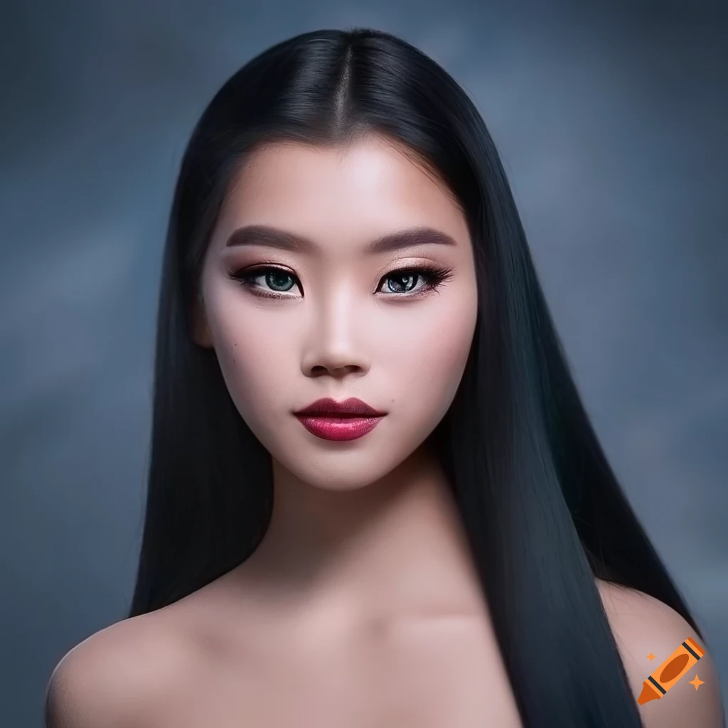 realistic portrait of Elsa with black hair in 4K resolution