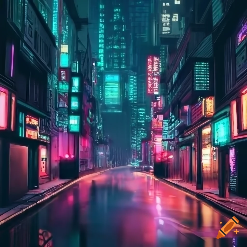 futuristic cyberpunk cityscape with vibrant lights