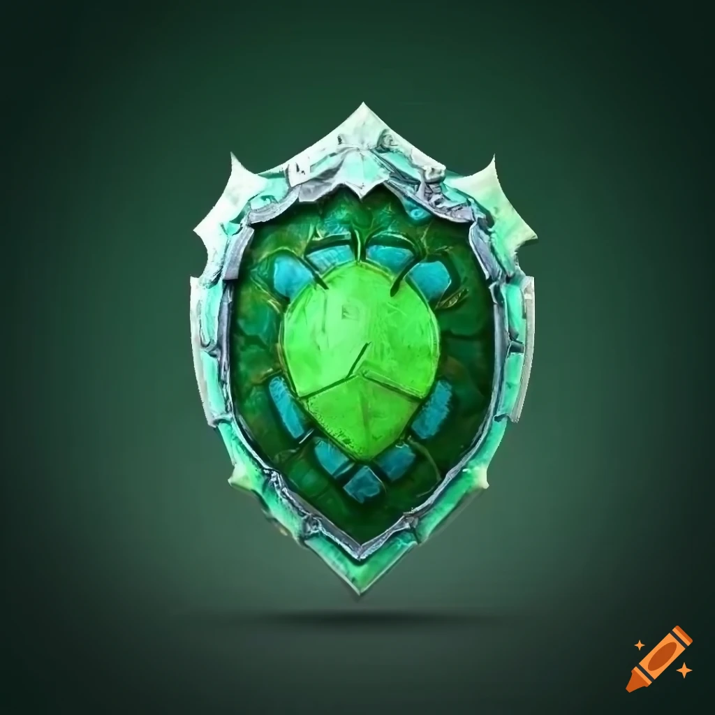 Mythic shield with green dragon scales on Craiyon