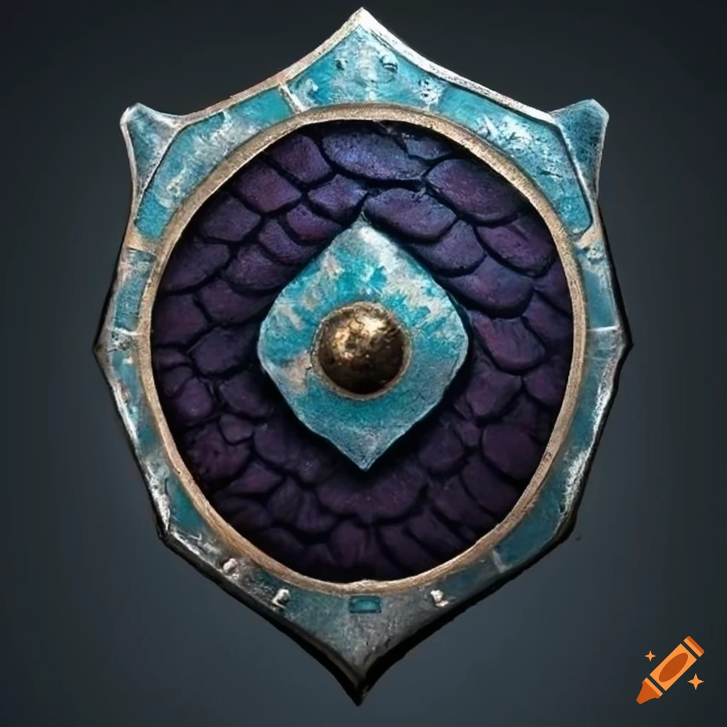 Black dragon scales shield artifact on Craiyon