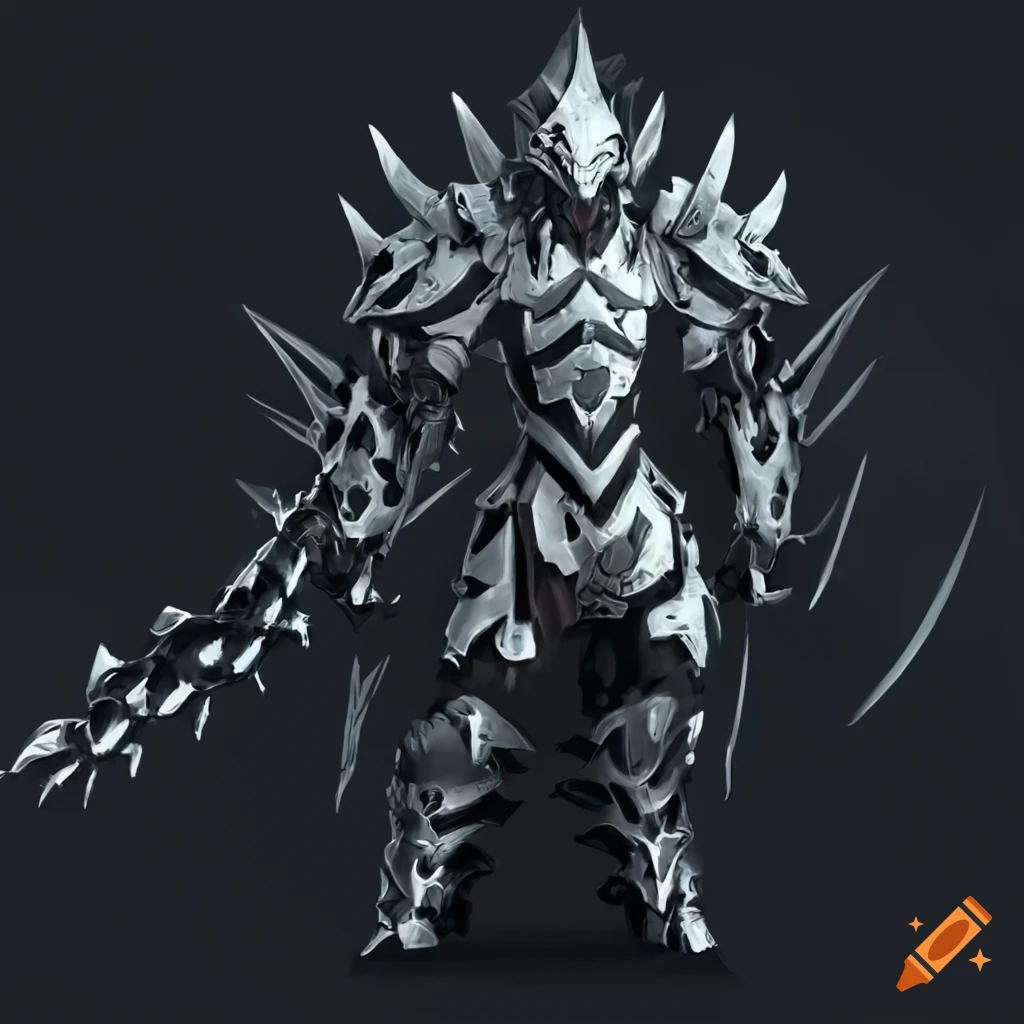 Image of a cybernetic dragon warrior with black and white armor on Craiyon