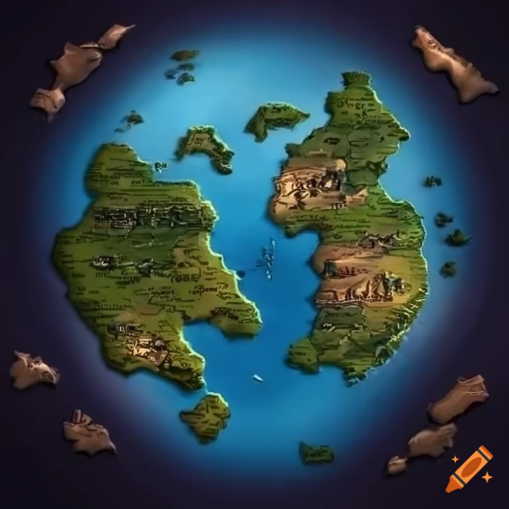 Fantasy world map with unique continents