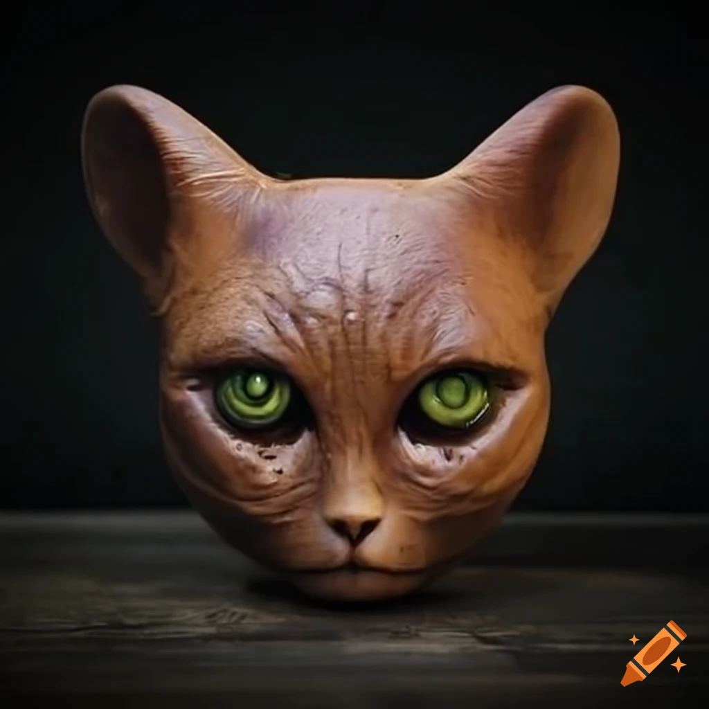 Cat with unique walnutshaped head on Craiyon